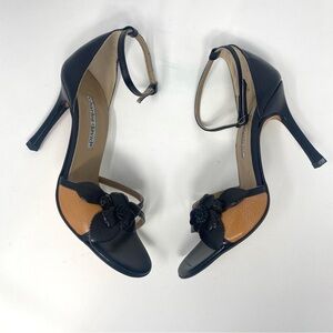 Charles David Floral Applique Ankle Strap Heel Sandal